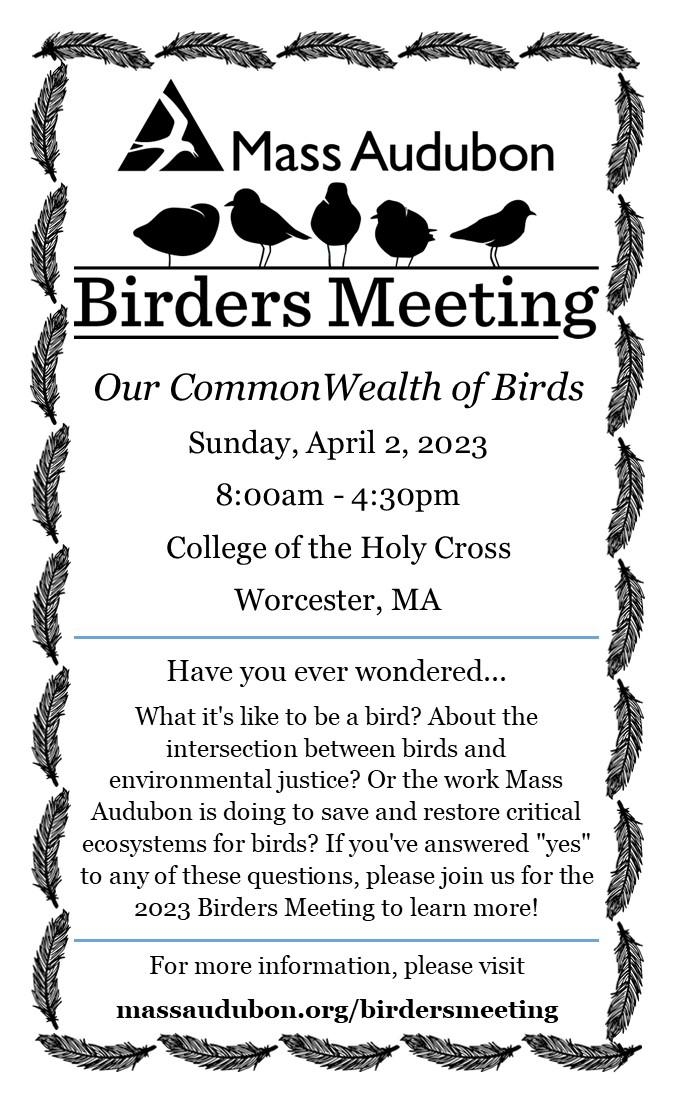 Mass Audubon Birders Meeting - April 2, 2023