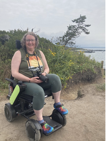 Heather, wheelchair birding. Photograph by Richard Morreale.