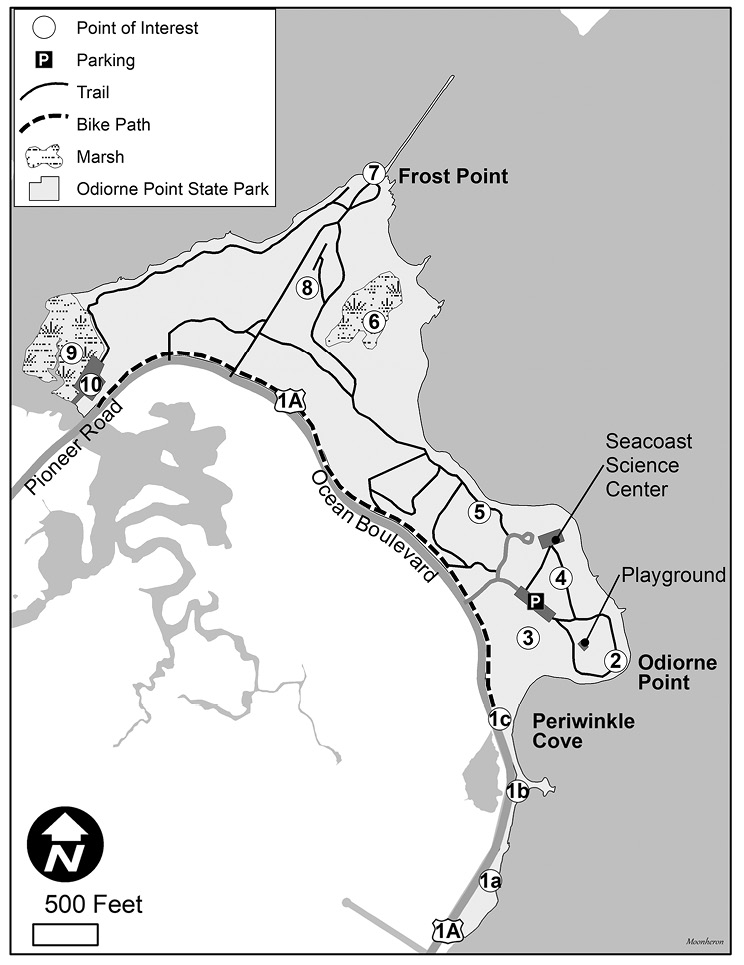 Map of Odiorne Point State Park, Rye, New Hampshire.