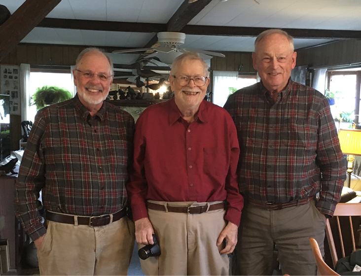 From left to right: John Kricher, Ted Davis, and Wayne Petersen. Photograph by Betsy Davis.